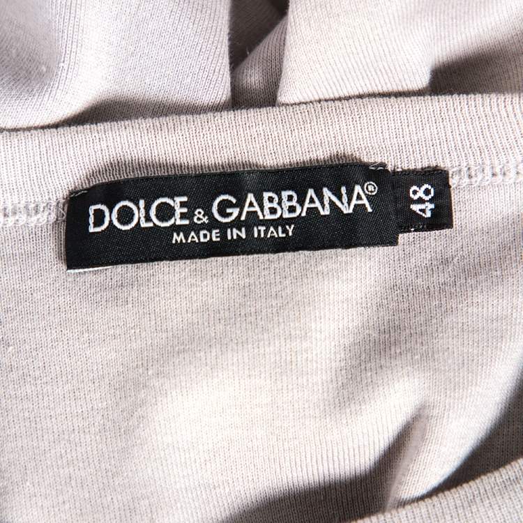 Pre Owned Dolce & Gabbana Grey Monica Bellucci Printed Cotton Crewneck T-Shirt M