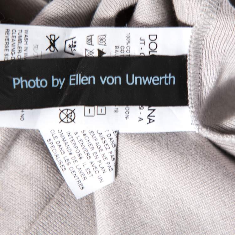 Pre Owned Dolce & Gabbana Grey Monica Bellucci Printed Cotton Crewneck T-Shirt M