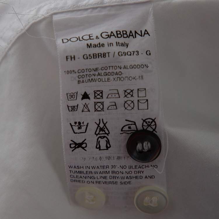 Pre Owned Dolce & Gabbana White Cotton Contrast Paneled Button Front Shirt M