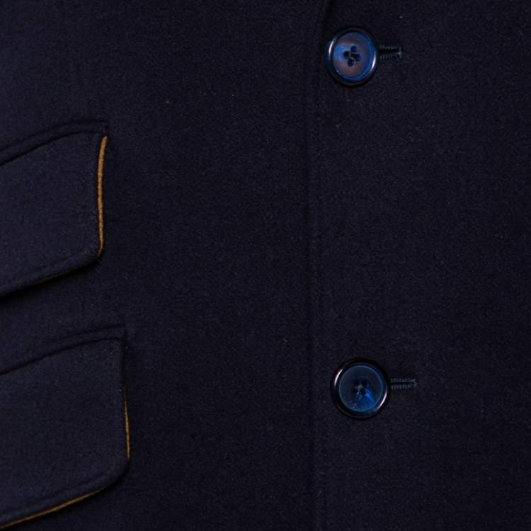 Pre Owned Dolce & Gabbana Navy Blue Wool Button Front Coat XL