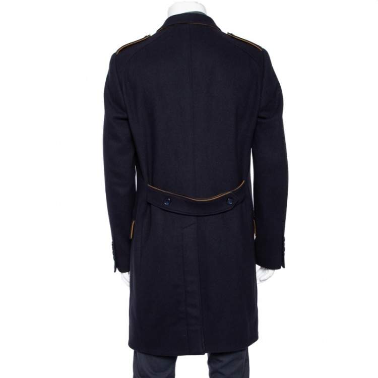 Pre Owned Dolce & Gabbana Navy Blue Wool Button Front Coat XL