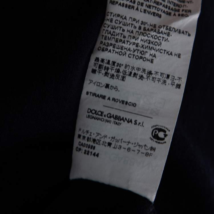 Pre Owned Dolce & Gabbana Midnight Blue Cotton Knit Crewneck T-Shirt L