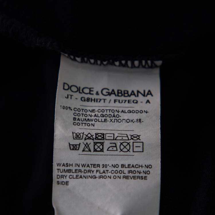 Pre Owned Dolce & Gabbana Midnight Blue Cotton Knit Crewneck T-Shirt L