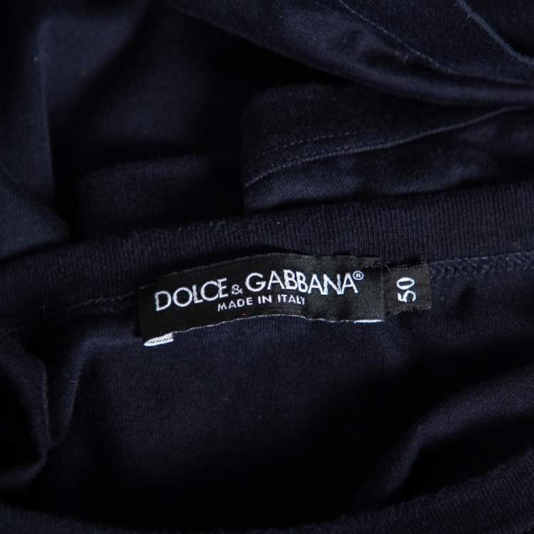 Pre Owned Dolce & Gabbana Midnight Blue Cotton Knit Crewneck T-Shirt L