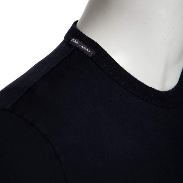 Pre Owned Dolce & Gabbana Midnight Blue Cotton Knit Crewneck T-Shirt L