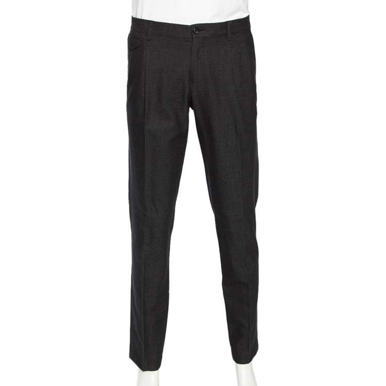 مملوكة مسبقًا Dolce & Gabbana Black Cotton Micro Dotted Pants L