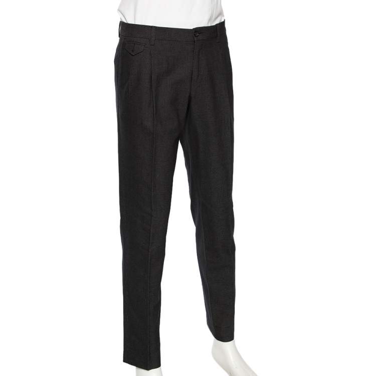 مملوكة مسبقًا Dolce & Gabbana Black Cotton Micro Dotted Pants L