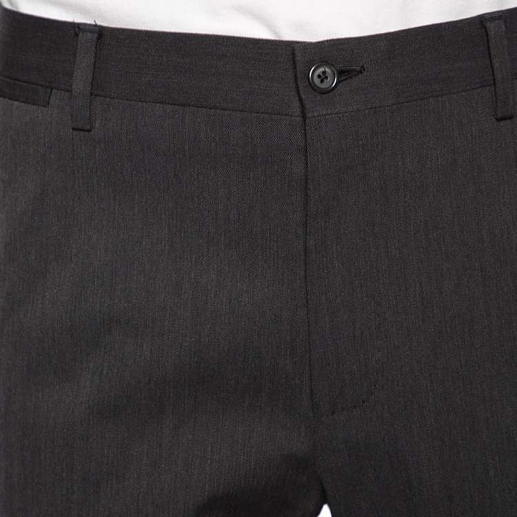 Pre Owned Dolce & Gabbana Grey Wool Tapered Classic Trousers L 