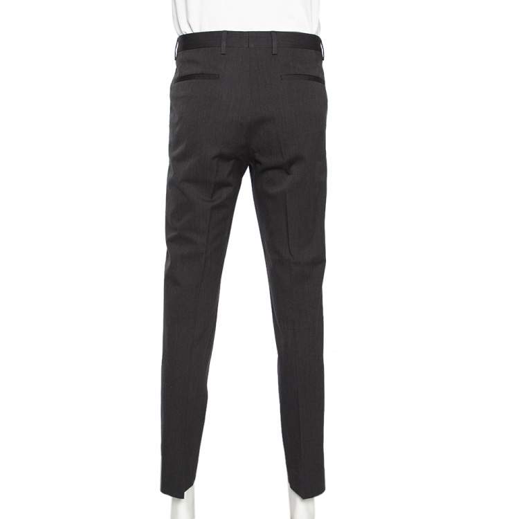 Pre Owned Dolce & Gabbana Grey Wool Tapered Classic Trousers L 