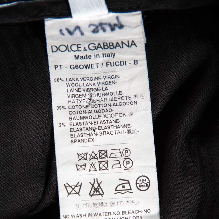 Pre Owned Dolce & Gabbana Grey Wool Tapered Classic Trousers L 