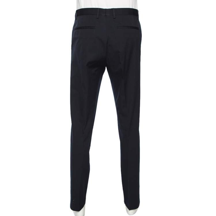 Pre Owned Dolce & Gabbana Navy Blue Wool Tapered Classic Trousers L 