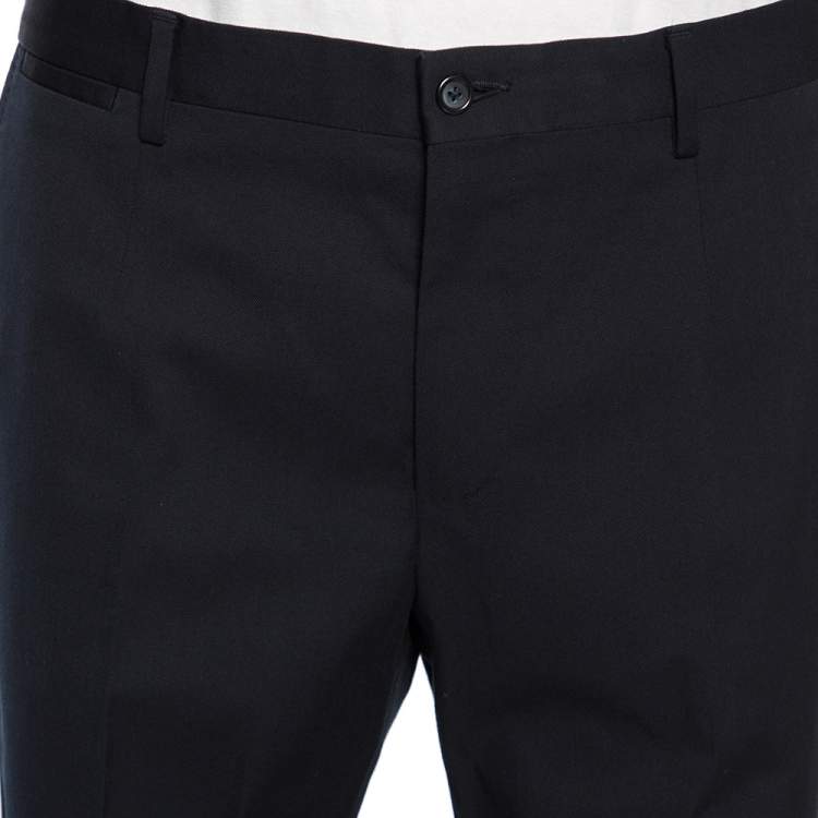 Pre Owned Dolce & Gabbana Navy Blue Wool Tapered Classic Trousers L 
