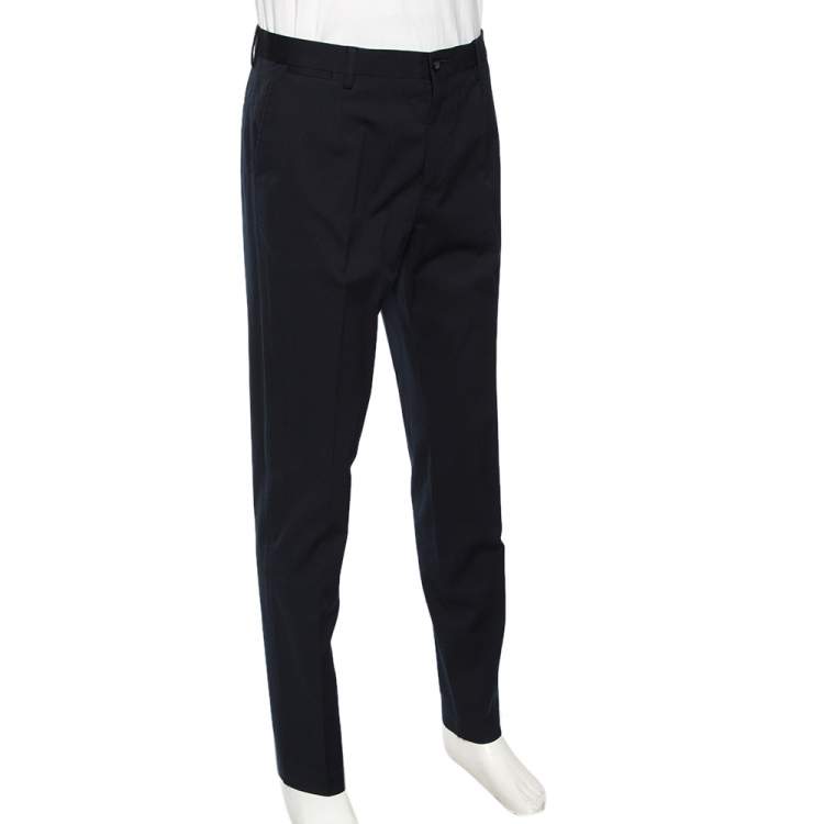 Pre Owned Dolce & Gabbana Navy Blue Wool Tapered Classic Trousers L 