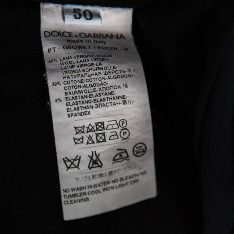 Pre Owned Dolce & Gabbana Navy Blue Wool Tapered Classic Trousers L 