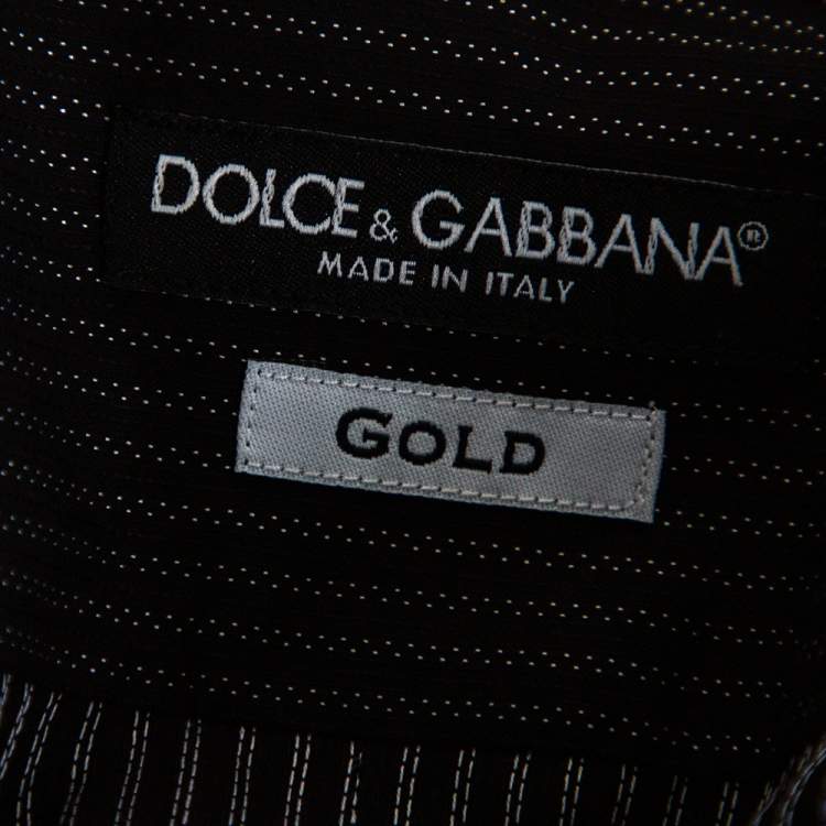 Pre Owned Dolce & Gabbana Black Striped Cotton Gold Label Shirt M 