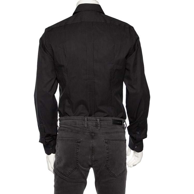 Pre Owned Dolce & Gabbana Black Striped Cotton Gold Label Shirt M 