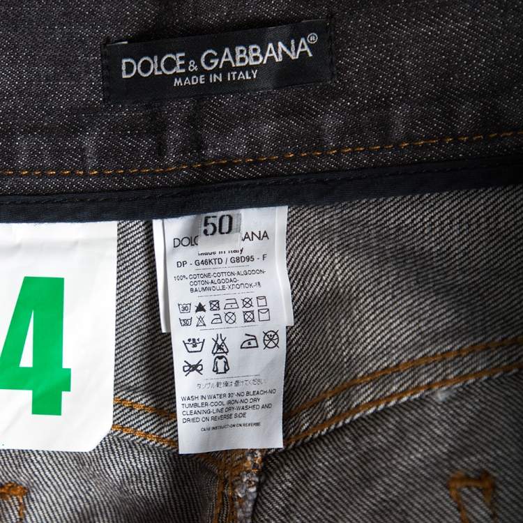 Pre Owned Dolce & Gabbana Brown Muddy Effect Denim 14 Fit Jeans L