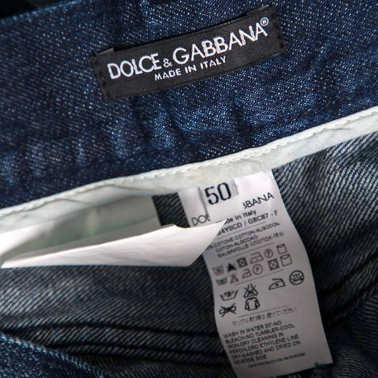 Pre Owned Dolce & Gabbana Indigo Light Wash Denim Creased Effect 16 Fit Jeans L
