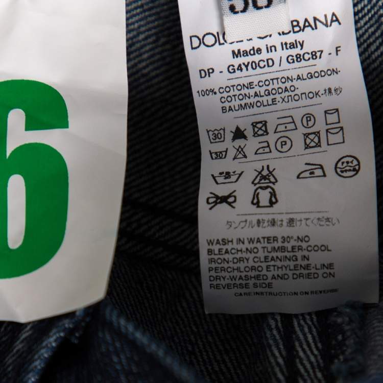 Pre Owned Dolce & Gabbana Indigo Light Wash Denim Creased Effect 16 Fit Jeans L