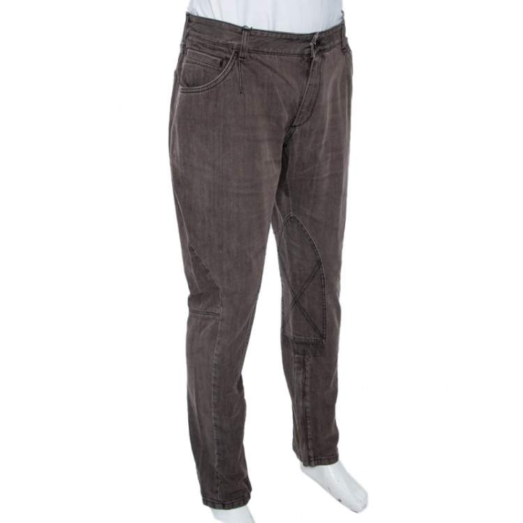 Pre Owned Dolce & Gabbana Brown Denim Biker Jeans L