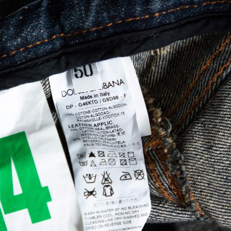 Pre Owned Dolce & Gabbana Indigo Light Washed Distressed Denim 14 Fit Jeans L 