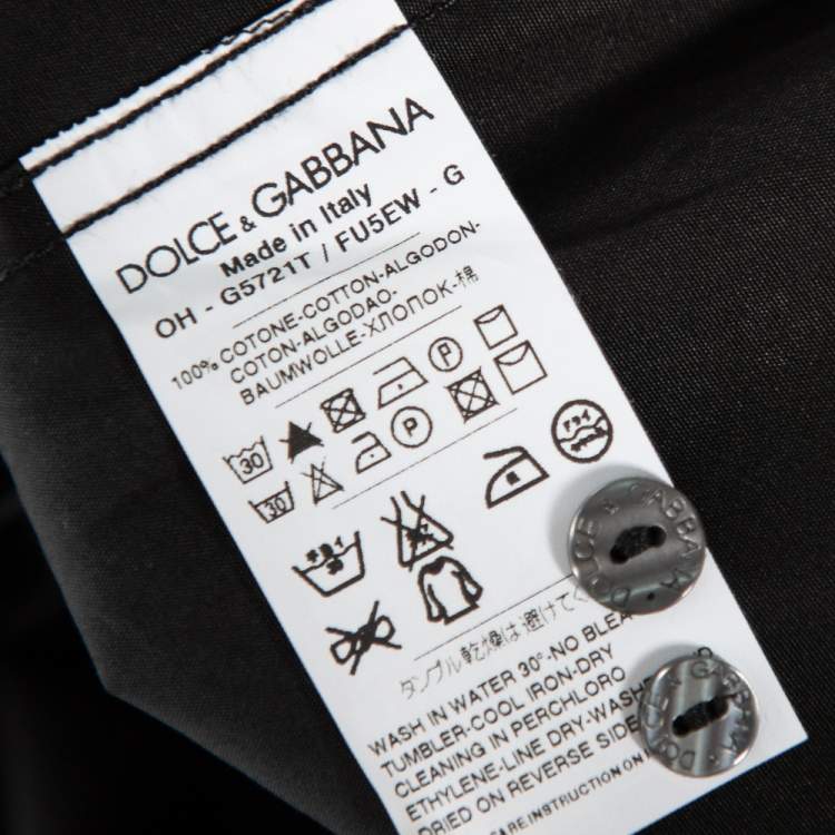 Pre Owned Dolce & Gabbana Black Cotton Front Button Shirt M 