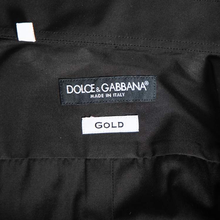 Pre Owned Dolce & Gabbana Black Cotton Front Button Shirt M 