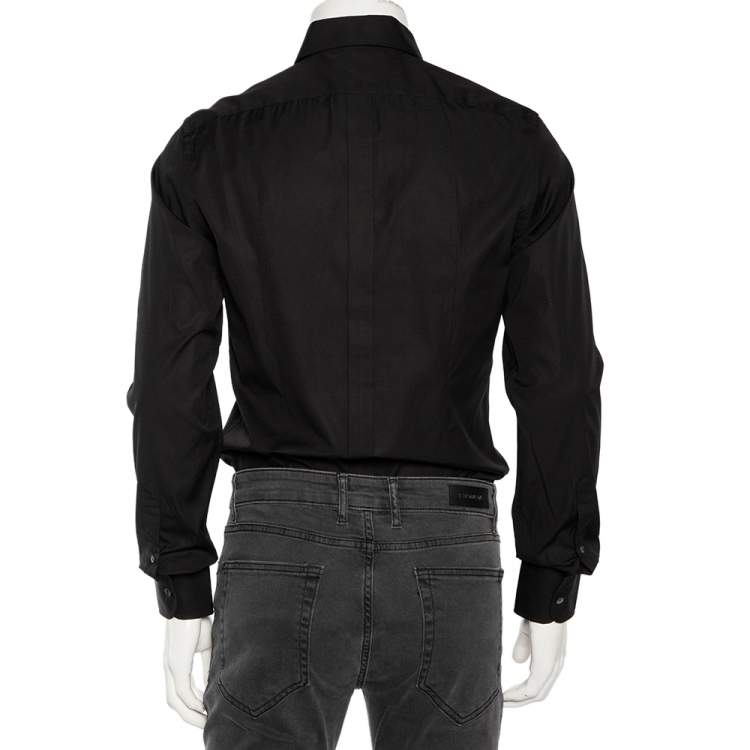 Pre Owned Dolce & Gabbana Black Cotton Front Button Shirt M 