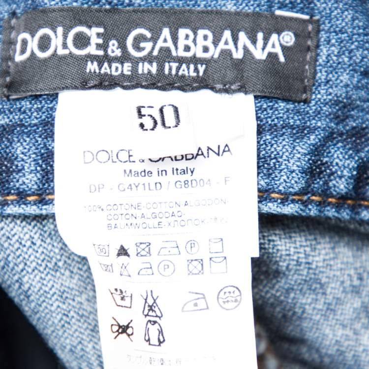 Pre Owned Dolce & Gabbana Blue Distressed Denim 14 Fit Jeans L 