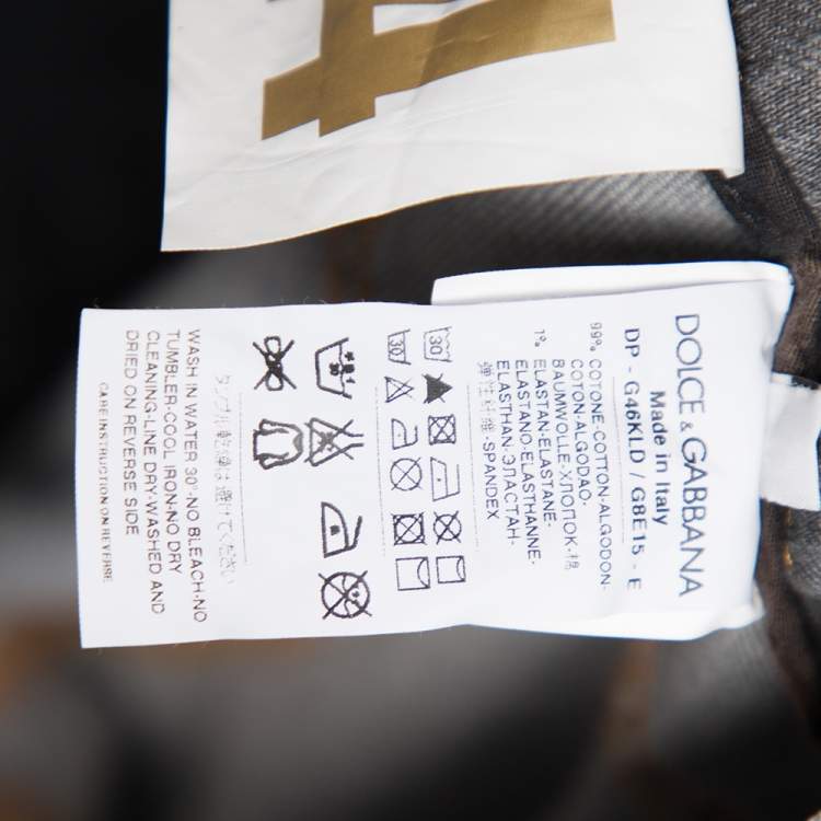 Pre Owned Dolce & Gabbana Grey Distressed Pocket Detail Denim Fit 14 Jeans L 