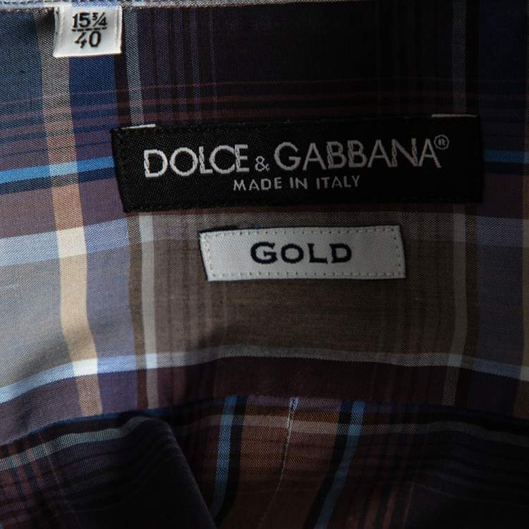 Pre Owned Dolce & Gabbana Blue Plaid Checked Cotton Gold Label Shirt M 