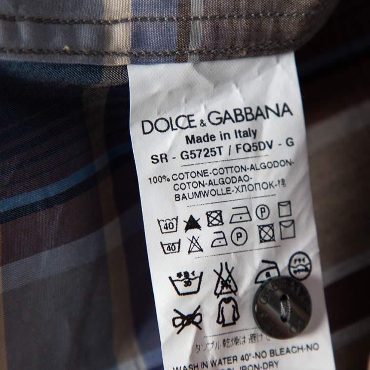 Pre Owned Dolce & Gabbana Blue Plaid Checked Cotton Gold Label Shirt M 