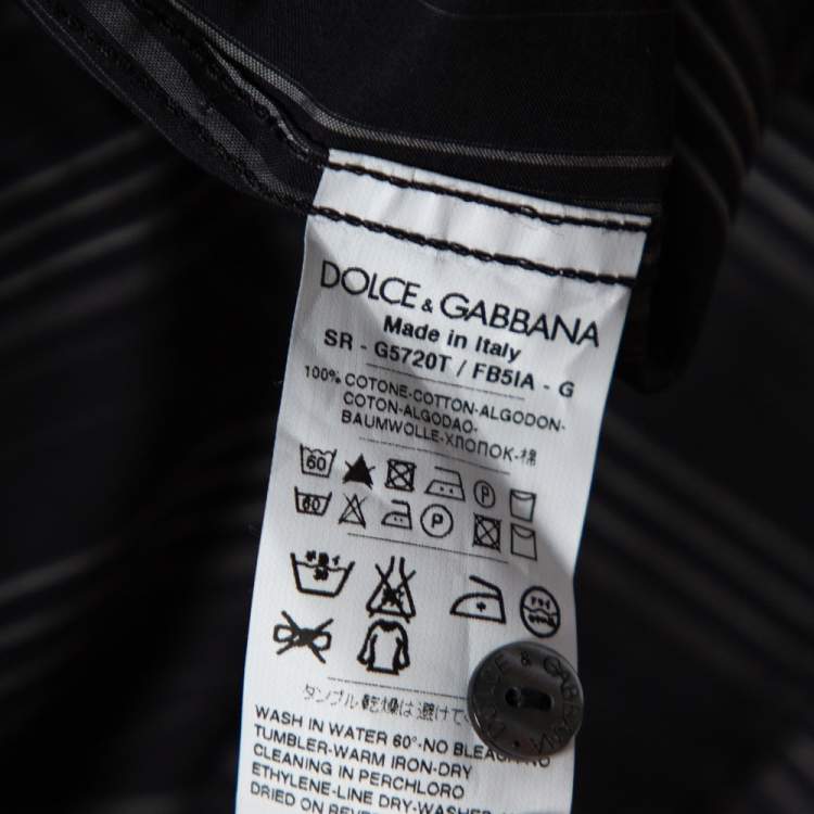 Pre Owned Dolce & Gabbana Black Striped Cotton Gold Label Shirt M