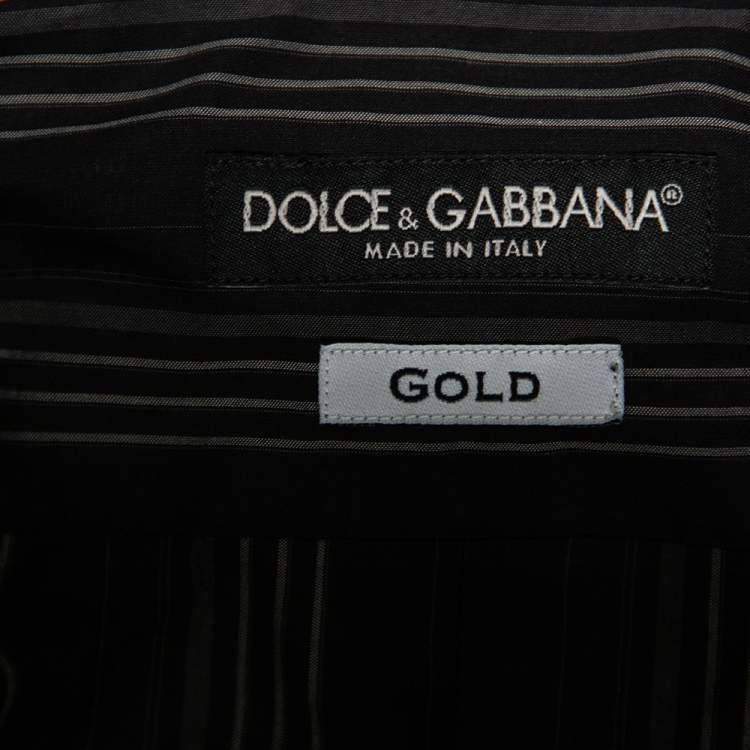 Pre Owned Dolce & Gabbana Black Striped Cotton Gold Label Shirt M