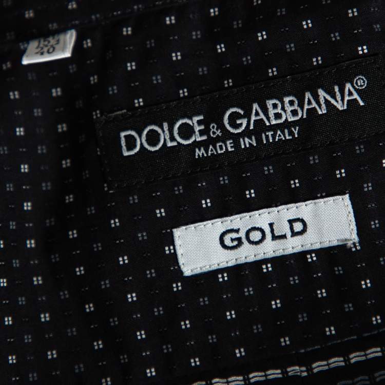 Pre Owned Dolce & Gabbana Black Patterned Cotton Gold Label Shirt M 
