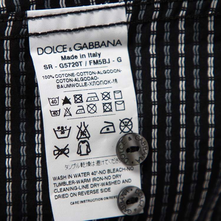 Pre Owned Dolce & Gabbana Black Patterned Cotton Gold Label Shirt M 