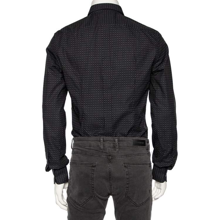 Pre Owned Dolce & Gabbana Black Patterned Cotton Gold Label Shirt M 