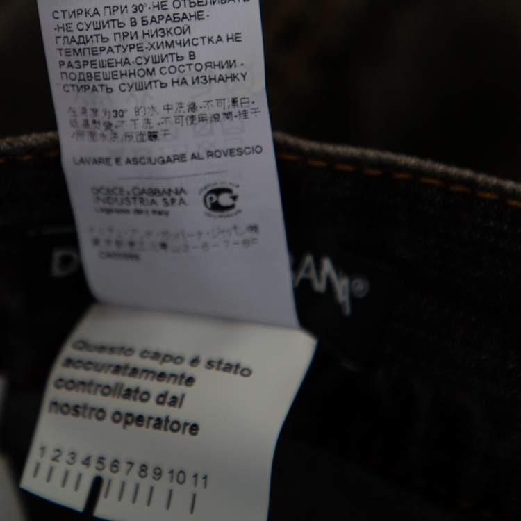 Pre Owned Dolce & Gabbana Charcoal Grey Muddy Effect Distressed Denim Fit 14 Jeans L 