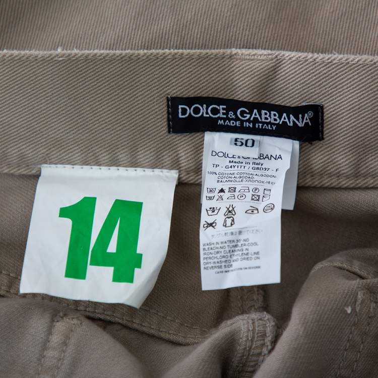 Pre Owned Dolce & Gabbana Beige Distressed Denim Fit 14 Jeans L