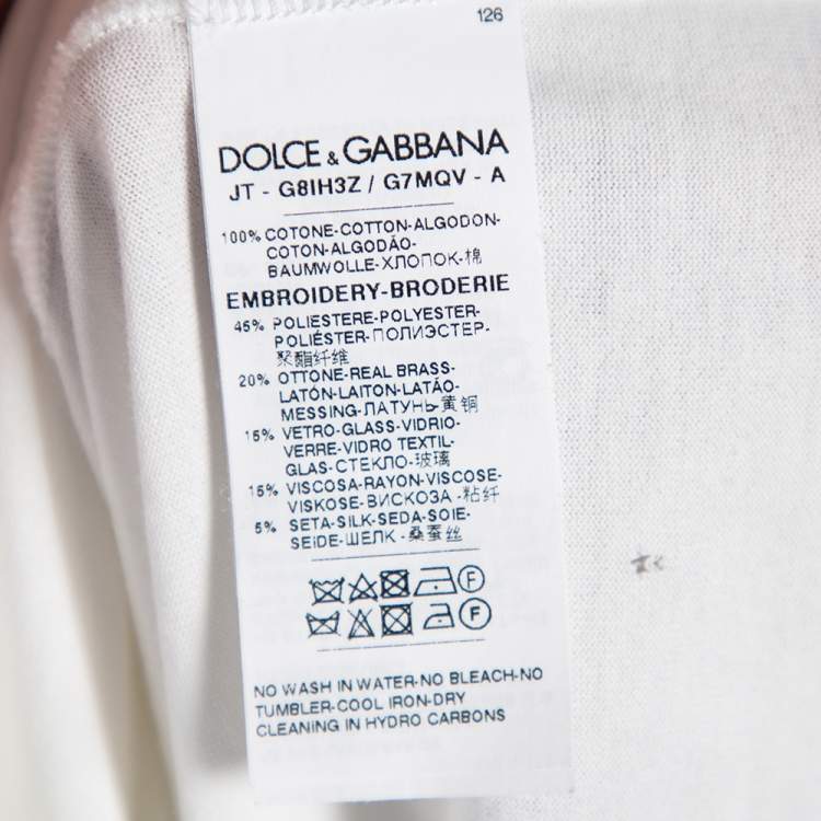 Pre Owned Dolce & Gabbana White Distressed Cotton King Is Back Printed T-Shirt S 