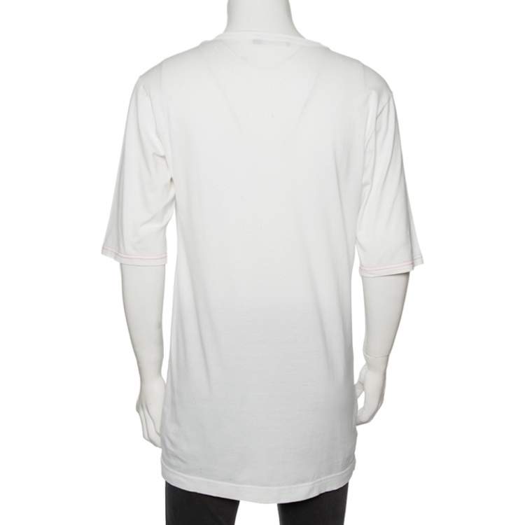 Pre Owned Dolce & Gabbana White Distressed Cotton King Is Back Printed T-Shirt S 