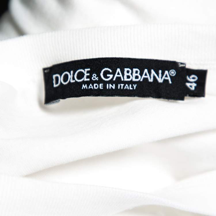 Pre Owned Dolce & Gabbana White Distressed Cotton King Is Back Printed T-Shirt S 