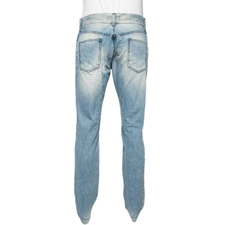 Pre Owned Dolce & Gabbana Light Blue Distressed Denim Fit 16 Jeans L 