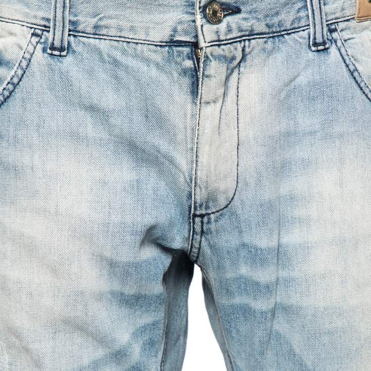 Pre Owned Dolce & Gabbana Light Blue Distressed Denim Fit 16 Jeans L 