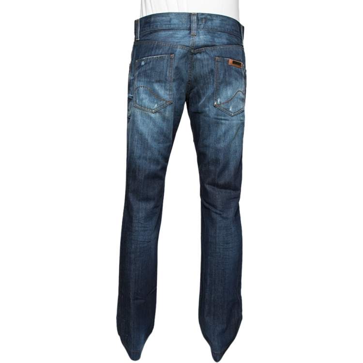 Pre Owned Dolce & Gabbana Indigo Distressed Medium Wash Denim Fit 14 Jeans L
