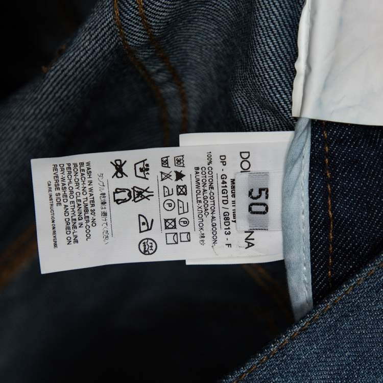 Pre Owned Dolce & Gabbana Indigo Distressed Medium Wash Denim Fit 14 Jeans L