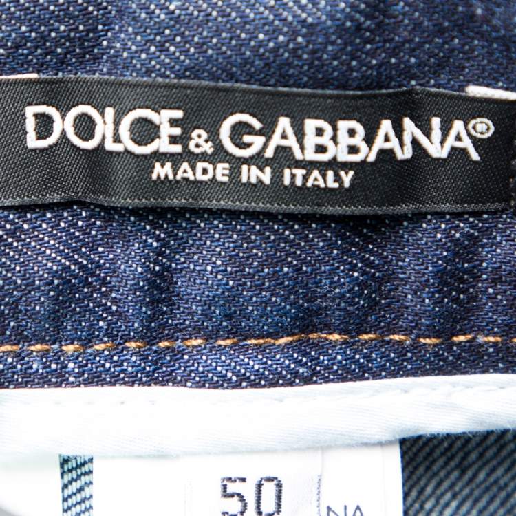 Pre Owned Dolce & Gabbana Indigo Distressed Medium Wash Denim Fit 14 Jeans L