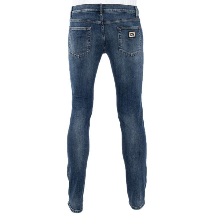 Pre Owned Dolce & Gabbana Blue Faded Effect Denim Stretch Fit Comfort Jeans S 