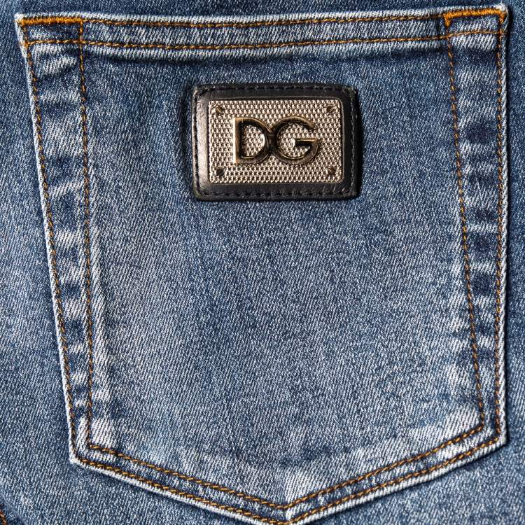 Pre Owned Dolce & Gabbana Blue Faded Effect Denim Stretch Fit Comfort Jeans S 