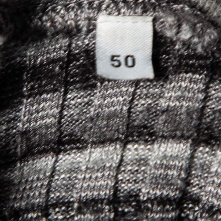 Pre Owned Dolce & Gabbana Grey Striped Ribbed Knit V- Neck Sweater S 